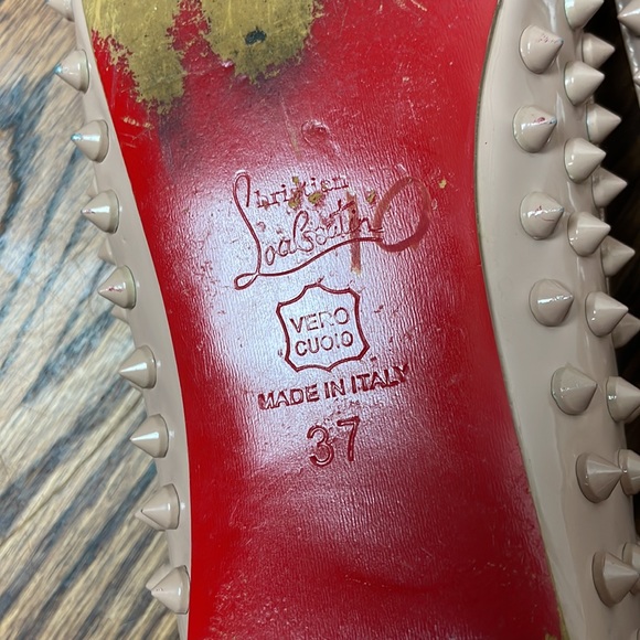 Christian Louboutin Pigalle Spikes Flat Nude Sz 7 - Picture 11 of 11